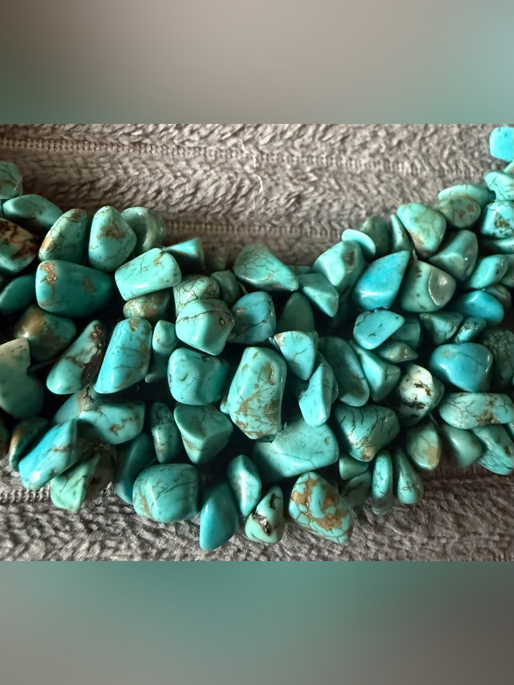 Chunky Turquoise Gem Stone Chip Necklace Collar Bib Style Statement Solver Tone - Picture 2 of 7